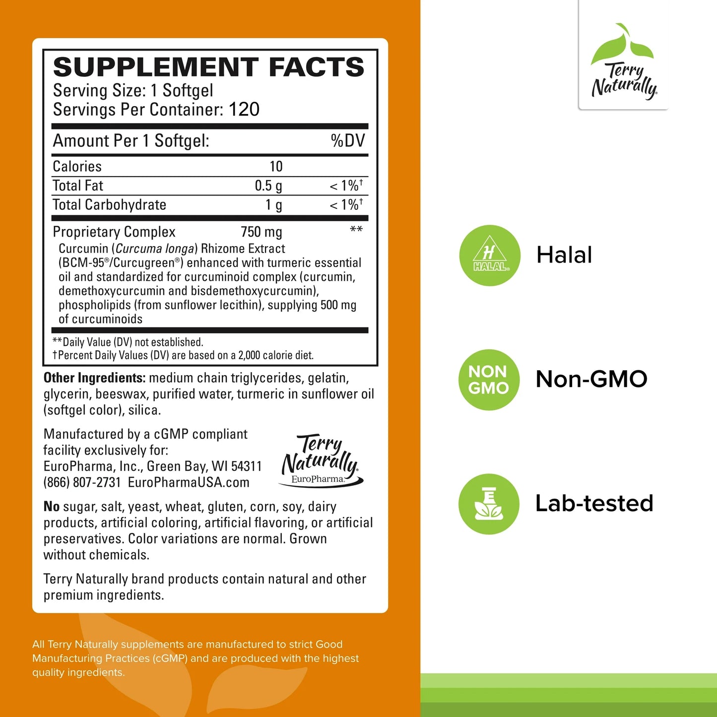 Terry Naturally CuraMed 750mg – Curcumin Complex – 120 Softgels