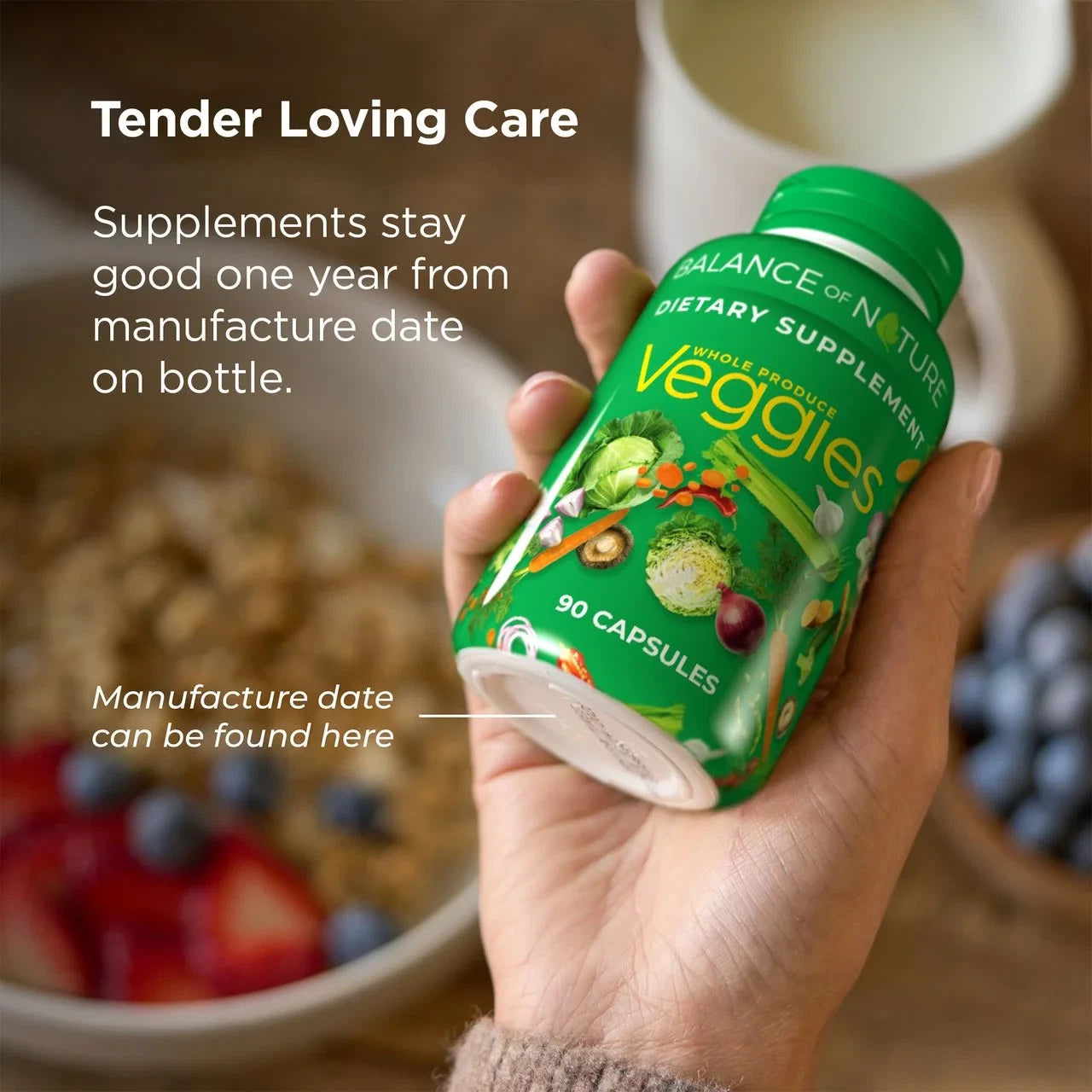 Balance of Nature Fruits & Veggies Supplements β 90 Fruit + 90 Veggie Capsules β Whole Food Nutrition