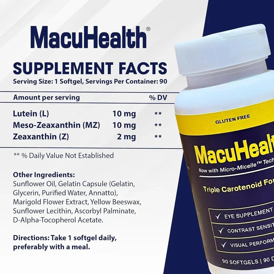 MacuHealth Eye Vitamins – Triple Carotenoid Support (90 Softgels)