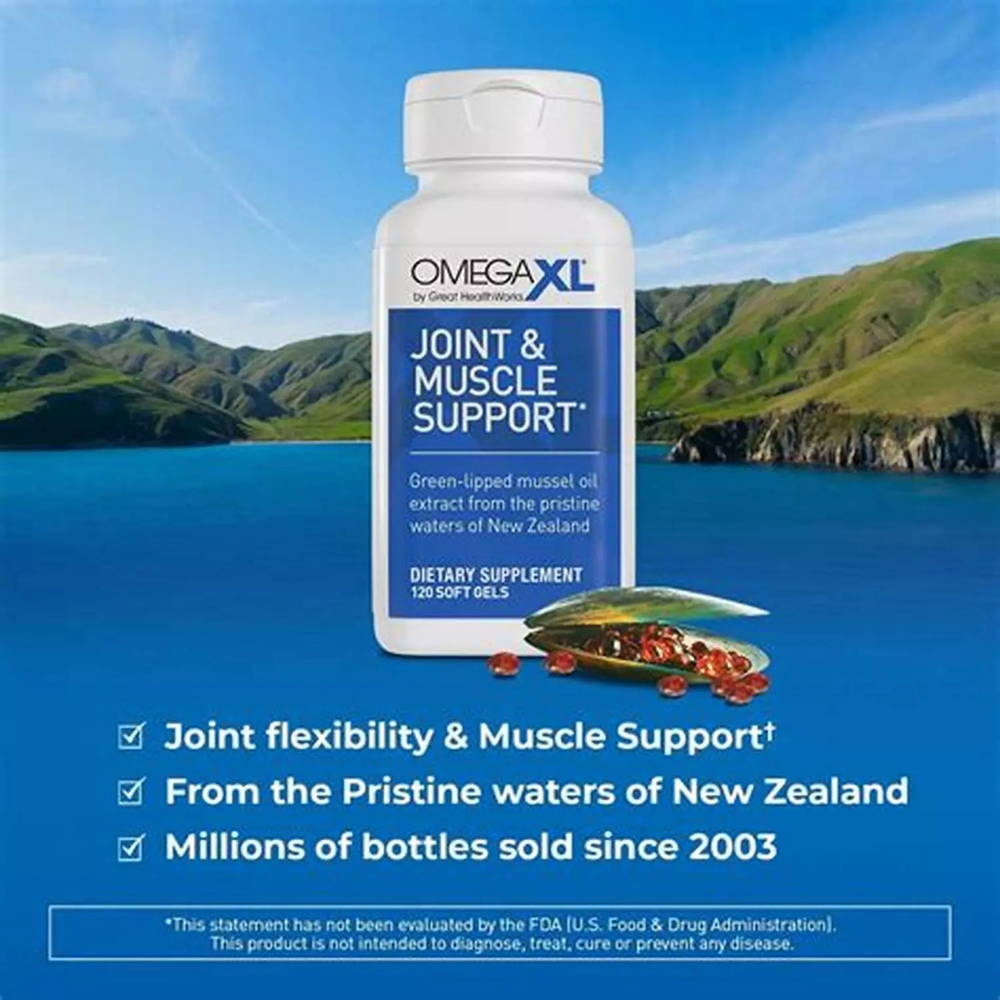 OmegaXL Joint & Muscle Support β Green-Lipped Mussel Oil β 120 Softgels