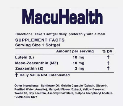 MacuHealth Eye Vitamins – Triple Carotenoid Support (90 Softgels)