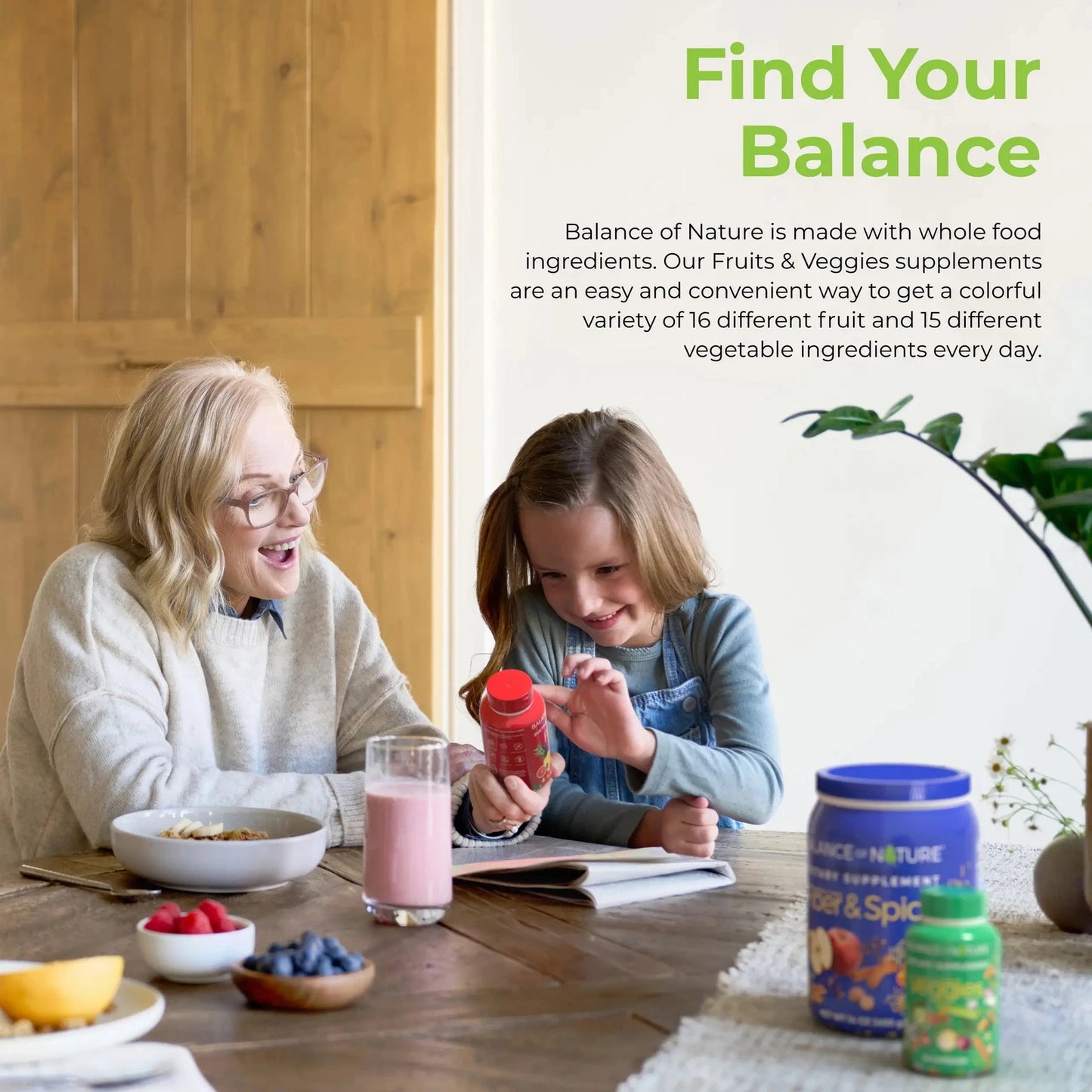 Balance of Nature Fruits & Veggies Supplements – 90 Fruit + 90 Veggie Capsules – Whole Food Nutrition