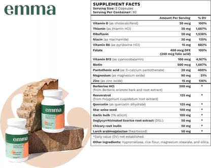 Emma Gut Health & Bloating Relief Supplement – 60 Capsules – Keto Friendly